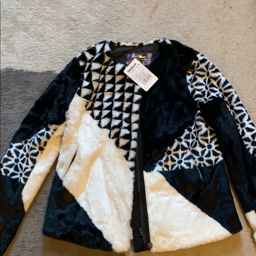 Black and white faux fur